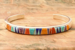 Calvin Begay Genuine Spiny Oyster Shell and Blue Lapis Sterling Silver Bracelet